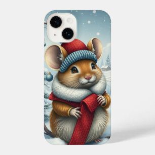 Coque Pour iPhone 14 Souris mignonne dans l'arrière hiver de Preppy et 