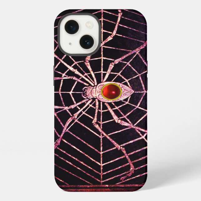 Coque iPhone SPIDER ET WEB Rouge Ruby Noir (Verso)