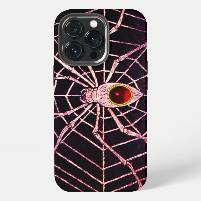 Coque iPhone SPIDER ET WEB Rouge Ruby Noir (Dos)