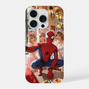 Coque iPhone 15 Pro Spider-man prend un selfie avec de mignonnes bonne