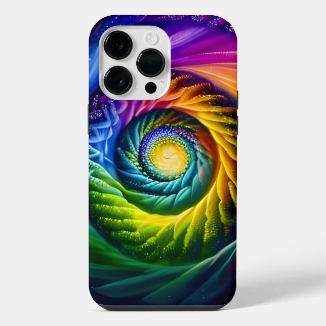 Coque iPhone Spirale arc-en-ciel sortante (Verso)