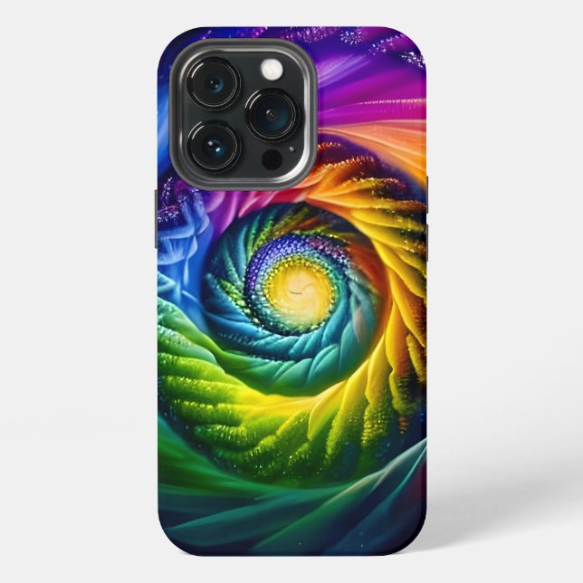 Coque iPhone Spirale arc-en-ciel vers l'extérieur (Dos)