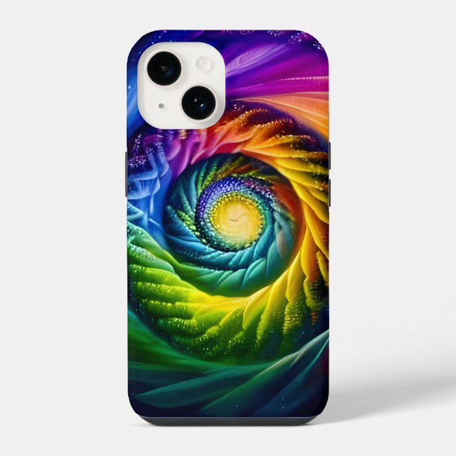 Coque iPhone Spirale arc-en-ciel vers l'extérieur (Verso)