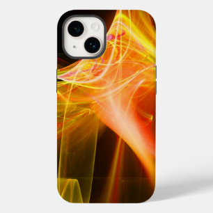 COQUE POUR iPhone 14 SPIRALES FRACTALES EN JAUNE ORANGE ROUGE