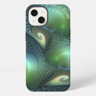 Etui iPhone 13 Spirales Vert de gris Vert Abstrait Nom Art Fracta