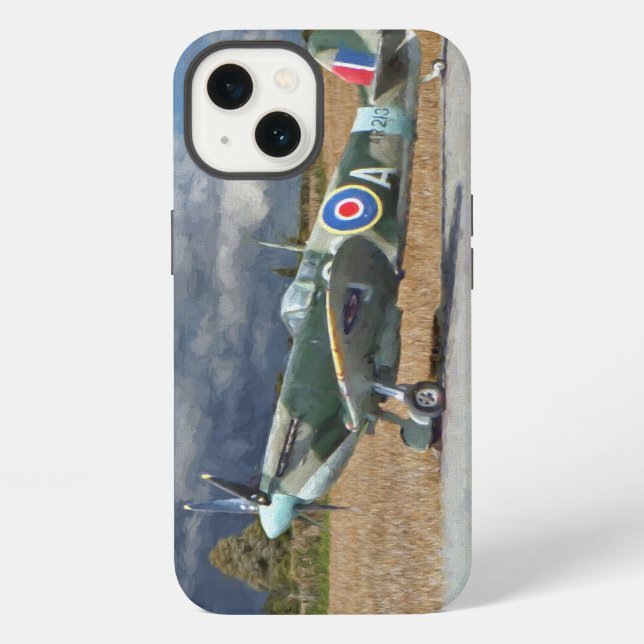 Coque iPhone Spitfire sous nuages orageux (Verso)