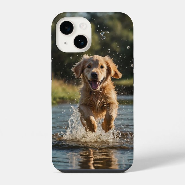 Coque iPhone Splash de chiot heureux (Verso)