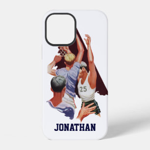 Coque iPhone 12 Sports Anciens, Joueurs de Basket-ball dans un Mat