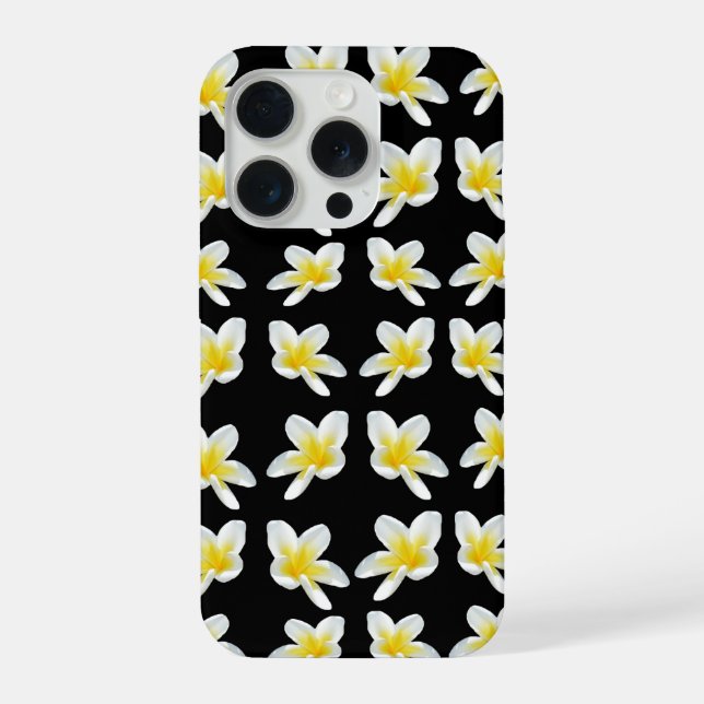 Coque iPhone Spring Serenade: Yellow Frangipanis On Black, (Verso)