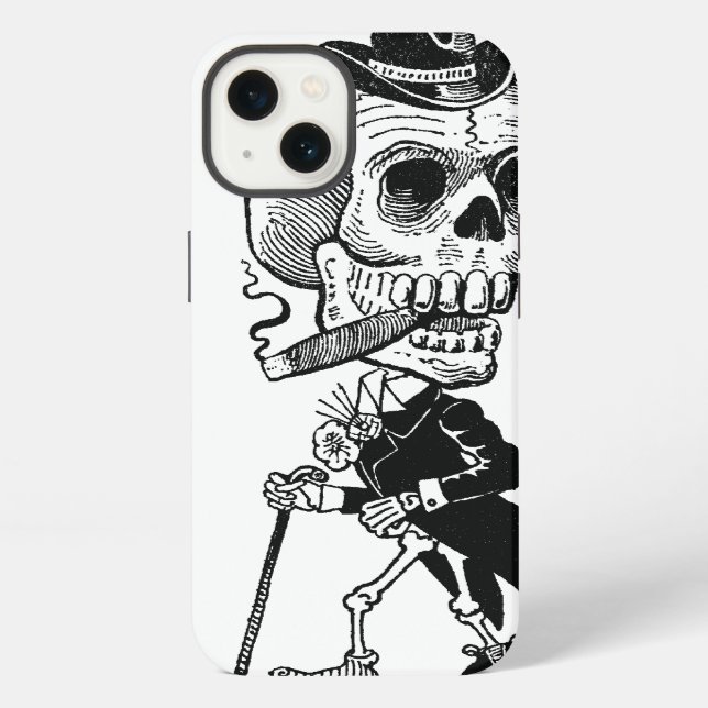 Coque iPhone Squelette avec cigare (Verso)