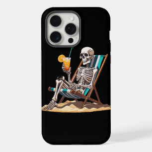 Coque iPhone 15 Pro Max Squelette de plage allongé Halloween