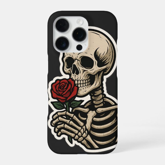 Coque iPhone Squelette tenant un Rose - Sticker gothique artist (Verso)