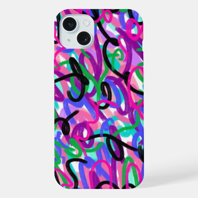 Coque iPhone Squiggles colorés Art Abstrait (Verso)