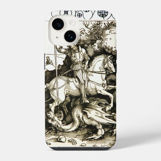 Coque iPhone ST. GEORGE ET DRAGON, Noir Blanc (Verso)
