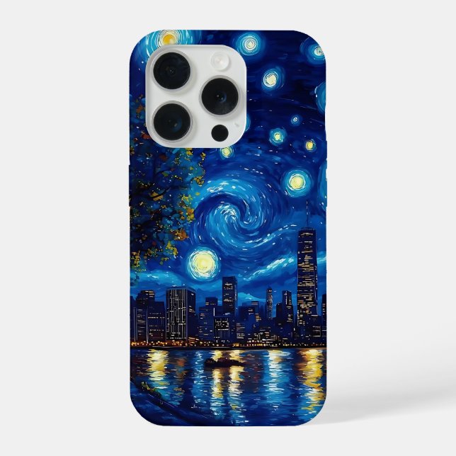 Coque iPhone Starry Night City Phone Case (Verso)