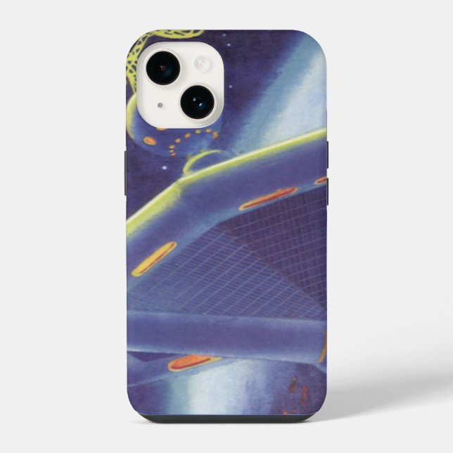 Coque iPhone Station spatial en orbite de science-fiction vinta (Verso)