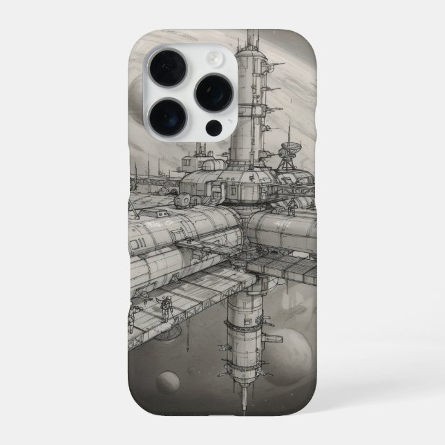 Coque iPhone Station spatiale futuriste en orbite autour d'une  (Verso)