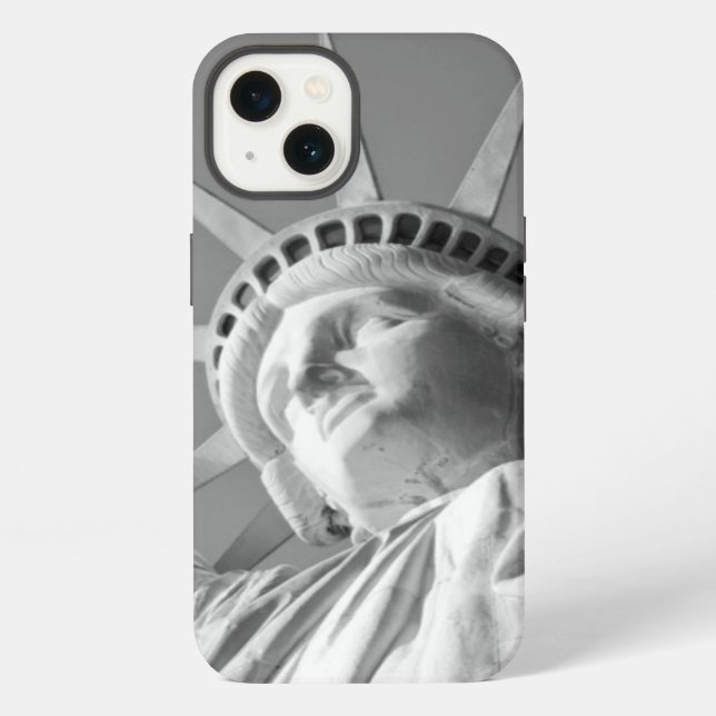 Coque iPhone Statue de la Liberté noir blanc (Verso)