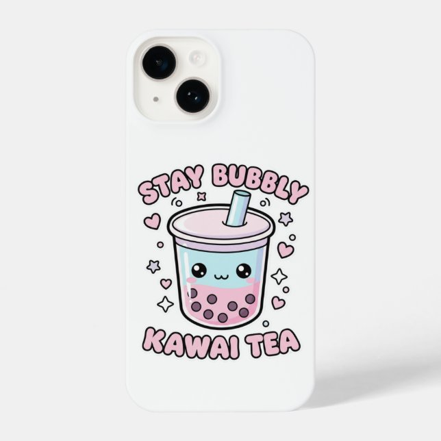 Coque iPhone Stay Bubbly Kawaii Tea Cute Boba Bubble Tea White (Verso)