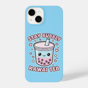 Coque Pour iPhone 14 Stay Bubbly Kawaii Tea - Cute Pastel Blue Boba