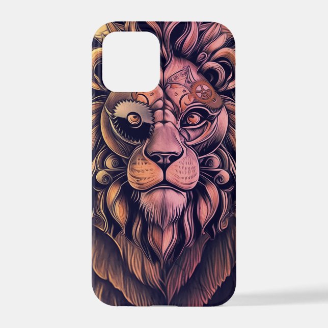 Coque iPhone Steampunk Couleur Gradient Lion Rustique (Verso)
