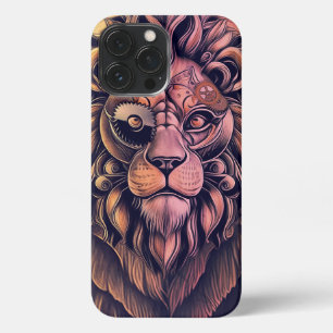 Etui iPhone 13 Pro Max Steampunk Couleur Gradient Lion Rustique