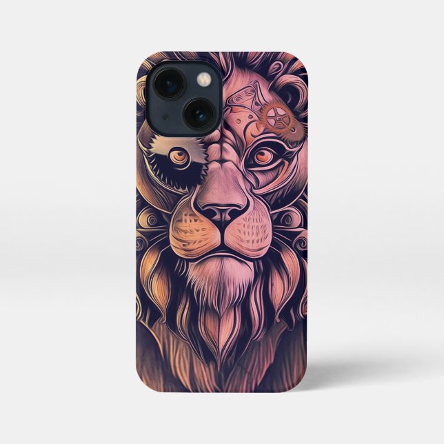 Coque iPhone Steampunk Couleur Gradient Lion Rustique (Verso)