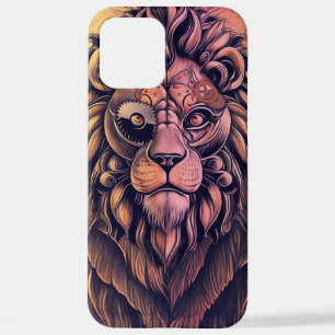 Coque iPhone 12 Pro Max Steampunk Couleur Gradient Lion Rustique