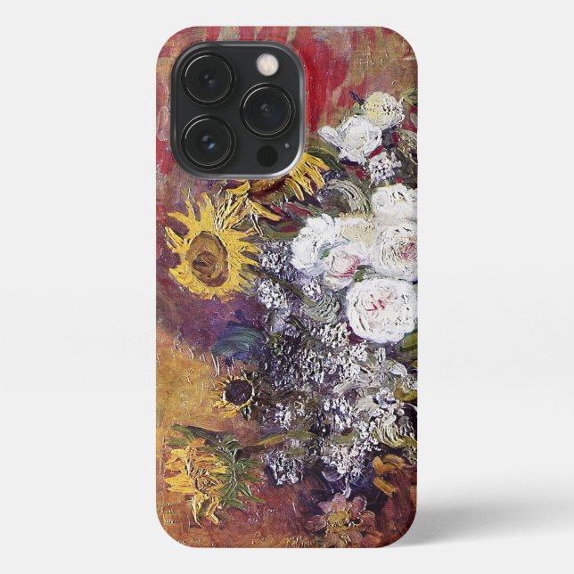 Coque iPhone Still Life avec Roses et tournesols - Van Gogh (Verso)