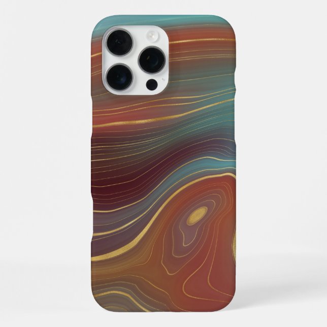 Coque iPhone Strata automne | Terra Cotta Turquoise et Gold Aga (Verso)