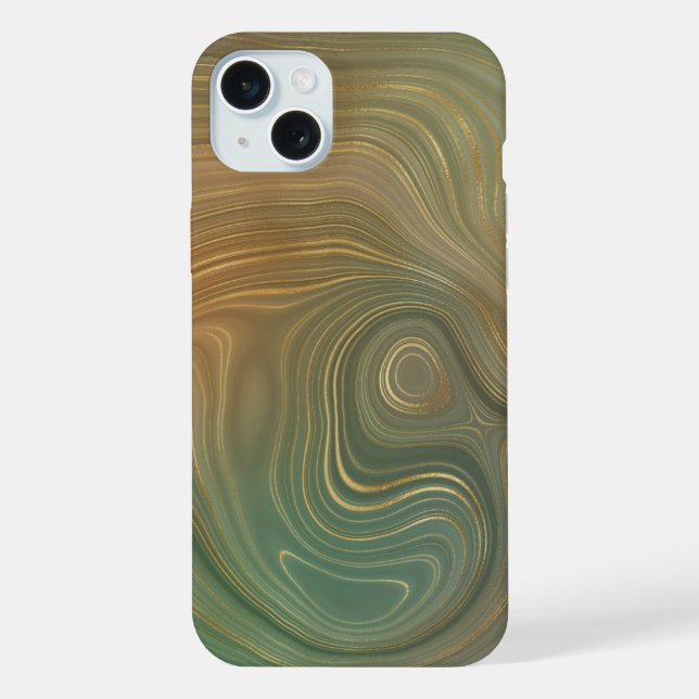 Coque iPhone Strates d'olive terreuse | Agate à encre verte et  (Verso)
