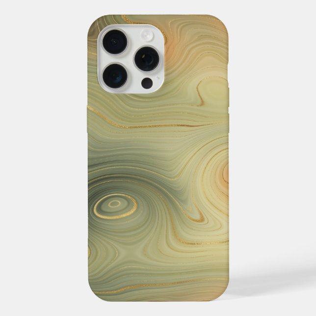 Coque iPhone Strates dorées | Agate orange brûlé vert pêche (Verso)