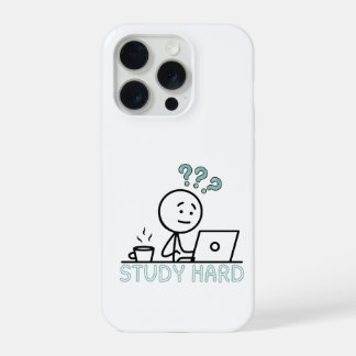 Coque iPhone 15 Pro Study Hard Motivational Cartoon Stickman iPhone Ca