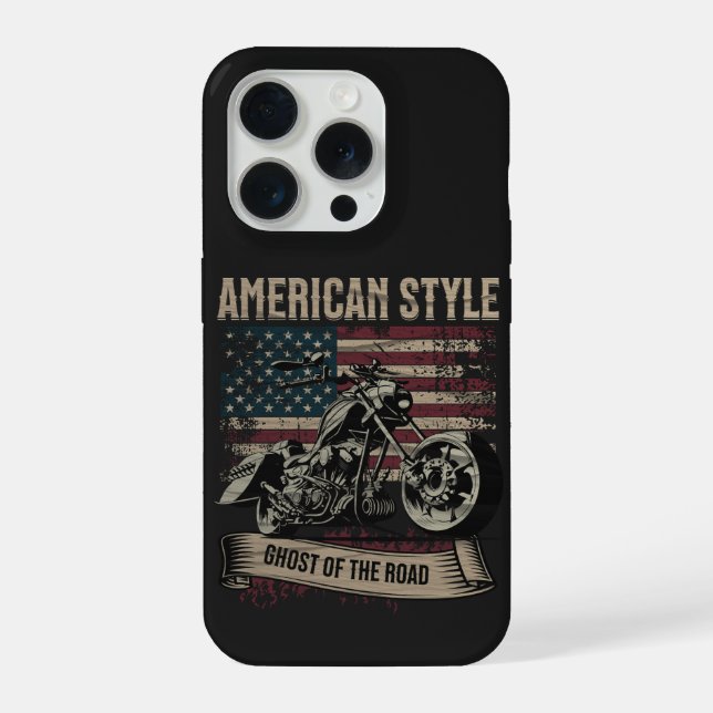 Coque iPhone Style Américain – Fantôme du Motard de la Route (Verso)