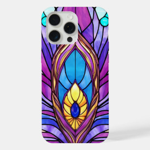 Coque iPhone 15 Pro Max Style Art Nouveau Vitrage Peacock Plumes