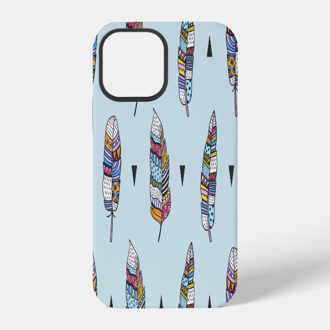 Coque iPhone Style Boho Plume Dessinée à la Main (Verso)