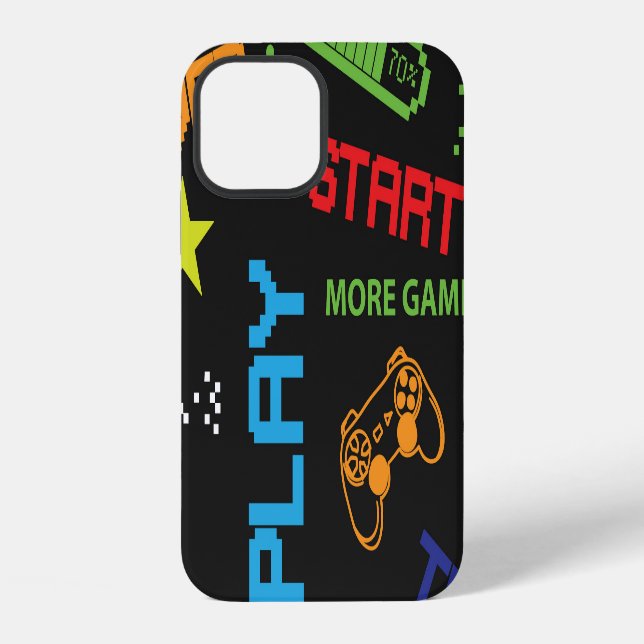 Coque iPhone Style de jeu pixel : Abstrait sans couture. (Verso)
