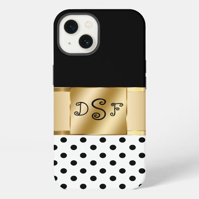 Coque iPhone Style de monogramme élégant (Verso)