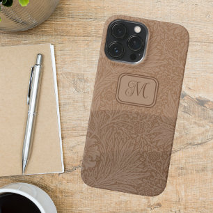 Etui iPhone 13 Pro Max Style de texture vintage Bande Brown mixte initial