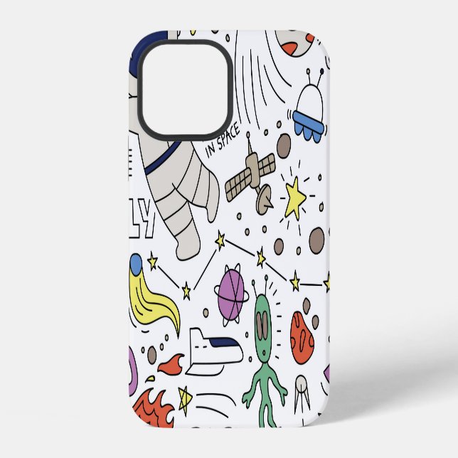Coque iPhone Style Doodle, illustration du thème spatial. (Verso)