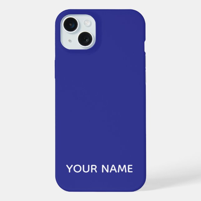 COQUE iPhone STYLÉ MODERNE PERSONNALISÉ NOM COULEUR BLEU FONCÉ  (Verso)