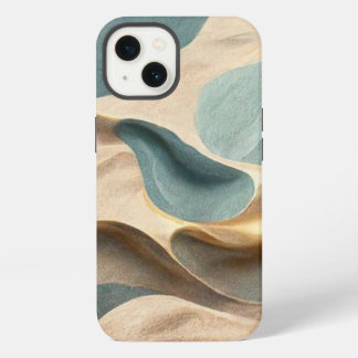 Etui iPhone 13 style moderne vague beige bleu vert