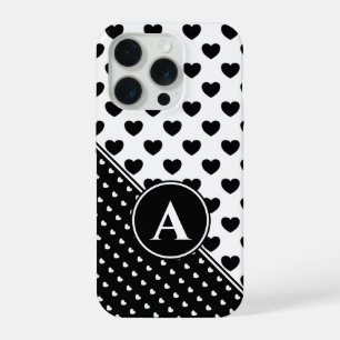 Coque iPhone 15 Pro Style Noir Et Blanc Impressionnant, Monogramme Per