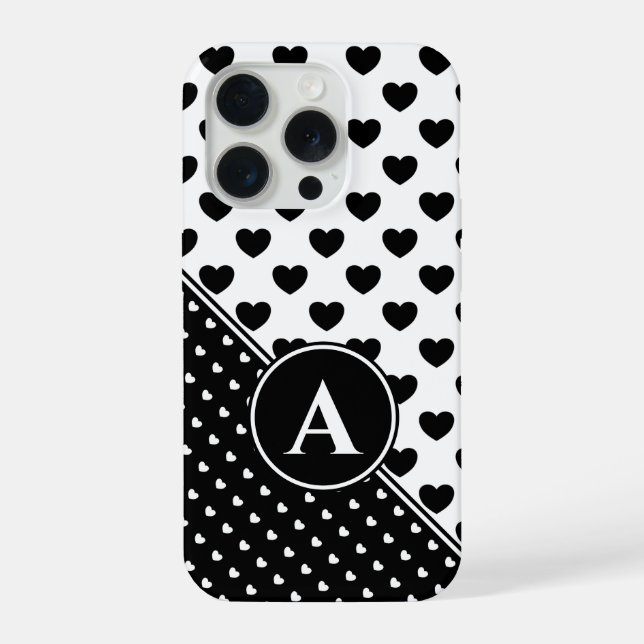 Coque iPhone Style Noir Et Blanc Impressionnant, Monogramme Per (Verso)