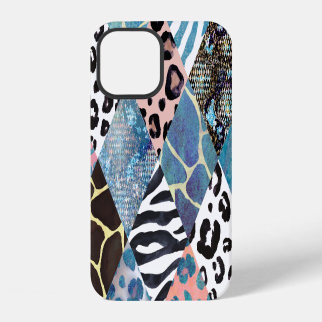 Coque iPhone Style Patchwork, motif de collage aquarelle. (Verso)