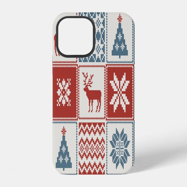 Coque iPhone Style Patchwork : motif ornemental de Noël (Verso)