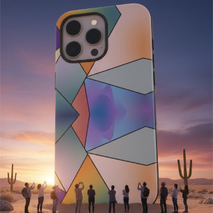 Coque iPhone 16 Pro Max Stylé rose et bleu Marbre Moderne esthétique