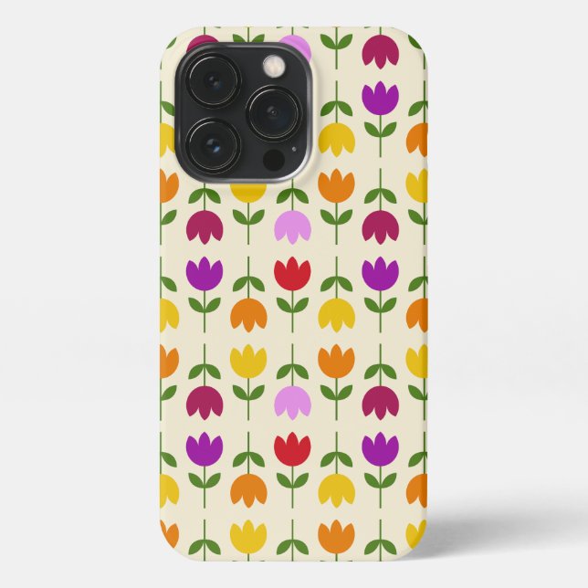Coque iPhone Style scandinave coloré sur Crm Flower Motif (Verso)