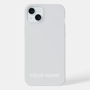 COQUE iPhone 15 PLUS STYLISÉ MODERNE PERSONNALISÉ NOM COULEUR GRIS CLAI