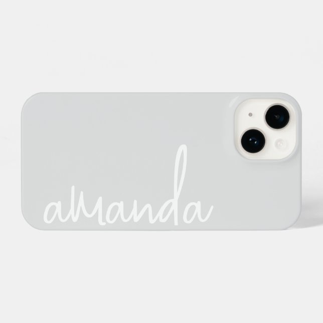 COQUE iPhone STYLISH MODERN ELEGANT CUSTOMIZED NAME LIGHT GREY (Verso Horizontal)